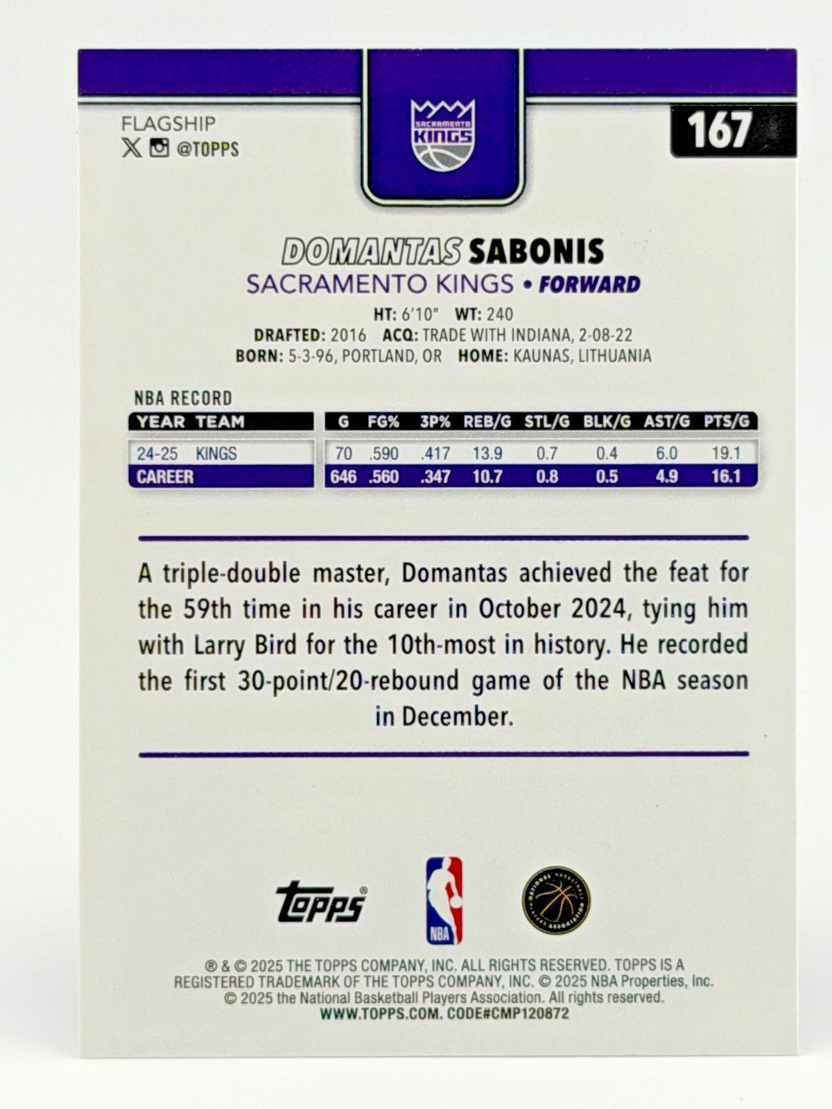 2025-26 Topps - Domantas Sabonis #167