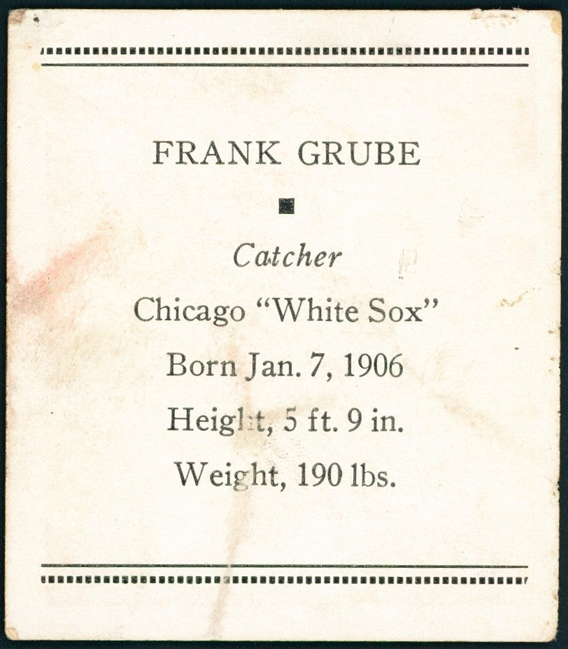 1933 Tattoo Orbit R305 Frank Grube - Rare - Chicago White Sox MLB, NFL Star