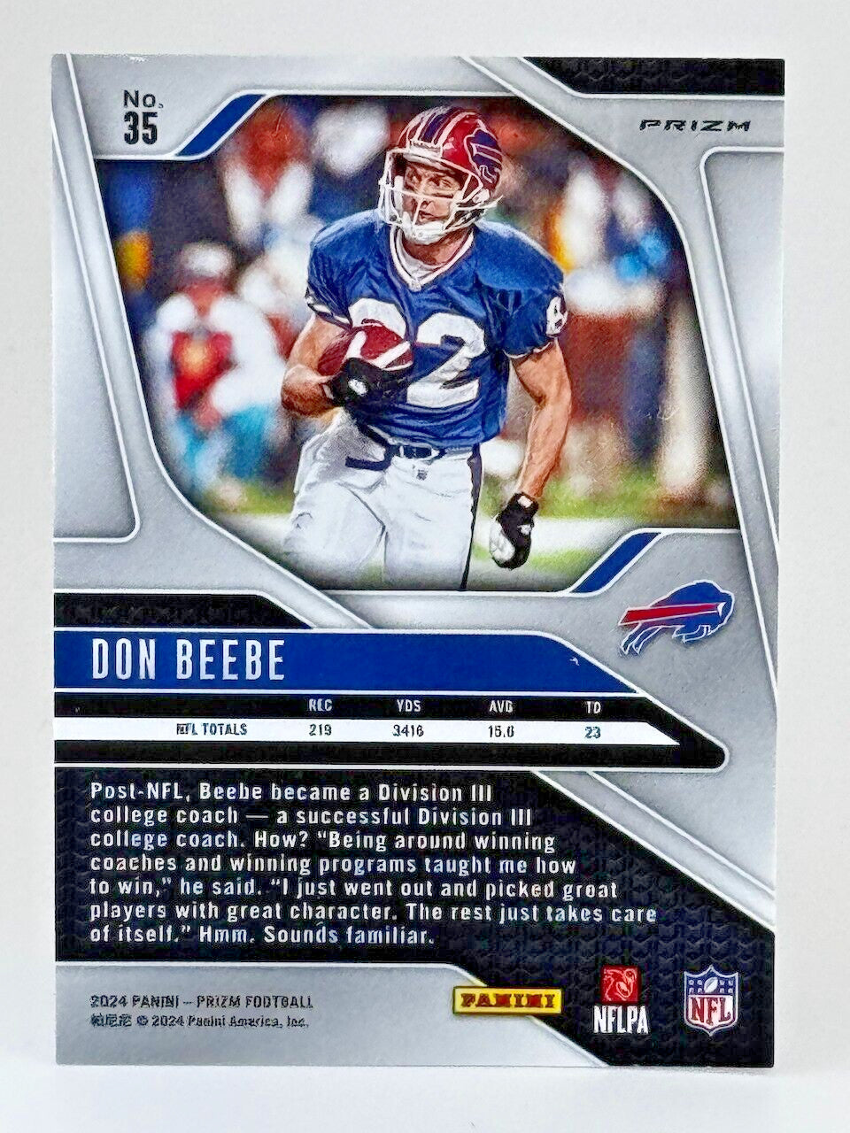🏈 2024 Panini Prizm #35 Silver Prizm - Don Beebe - Bills