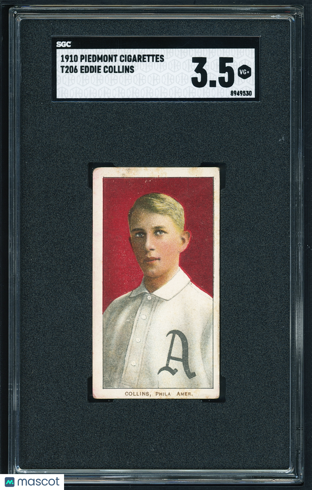 1909-11 T206 Piedmont Eddie Collins HOF Deep Color SGC 3.5+