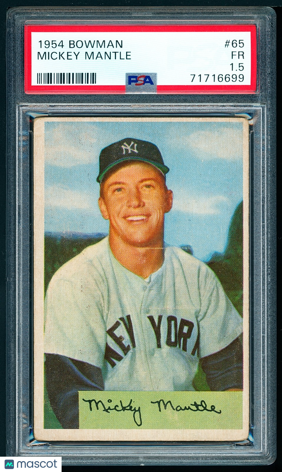 1954 Bowman Mickey Mantle HOF - PSA 1.5 Beautiful Example