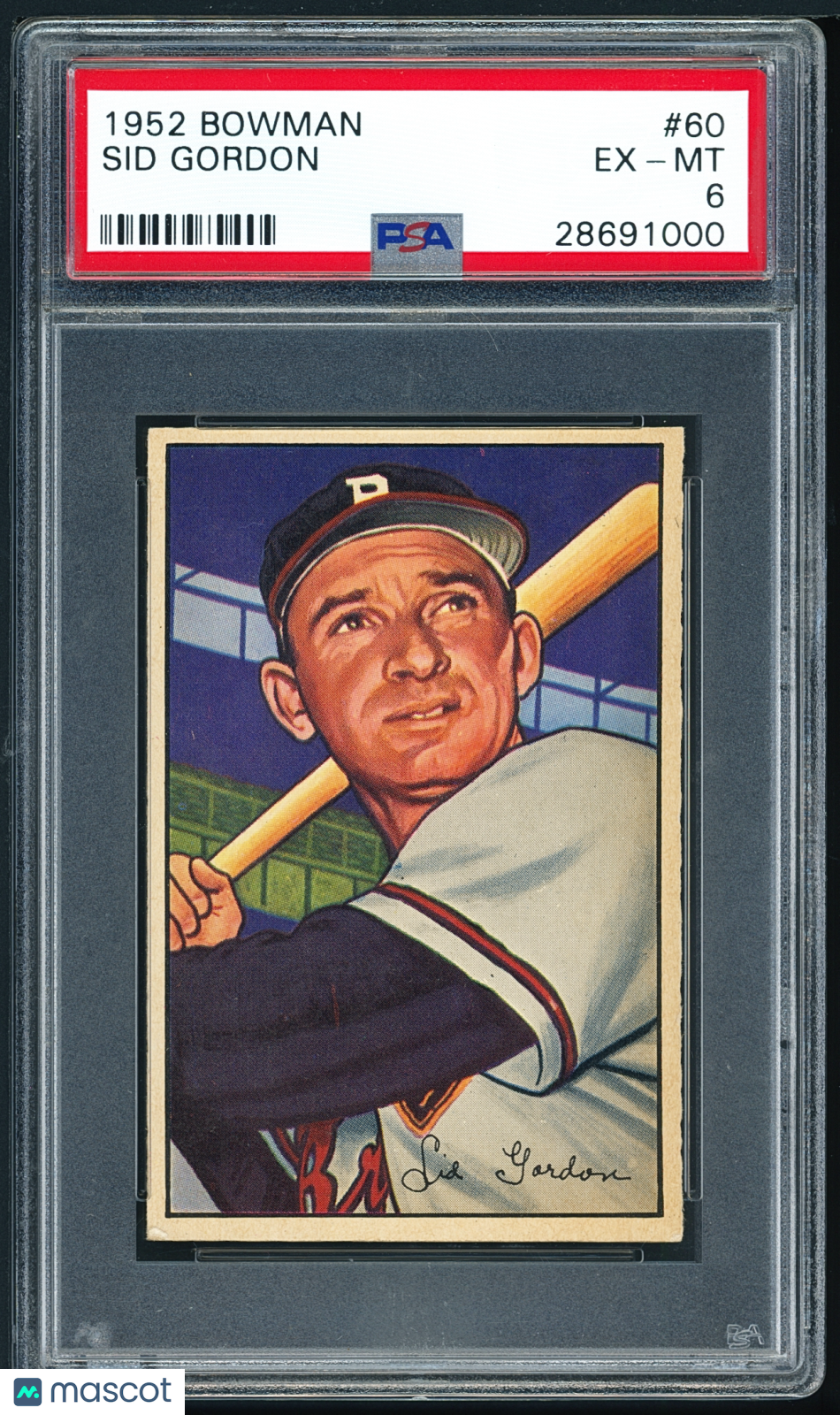 1952 Bowman Sid Gordon #60 Jewish Baseball Star - Centered PSA 6