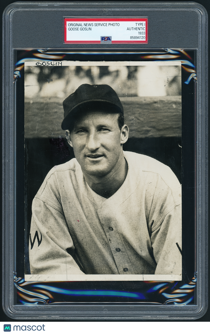1933 Goose Goslin HOF Portrait - Type 1 World Series News Photo 5x7in PSA/DNA