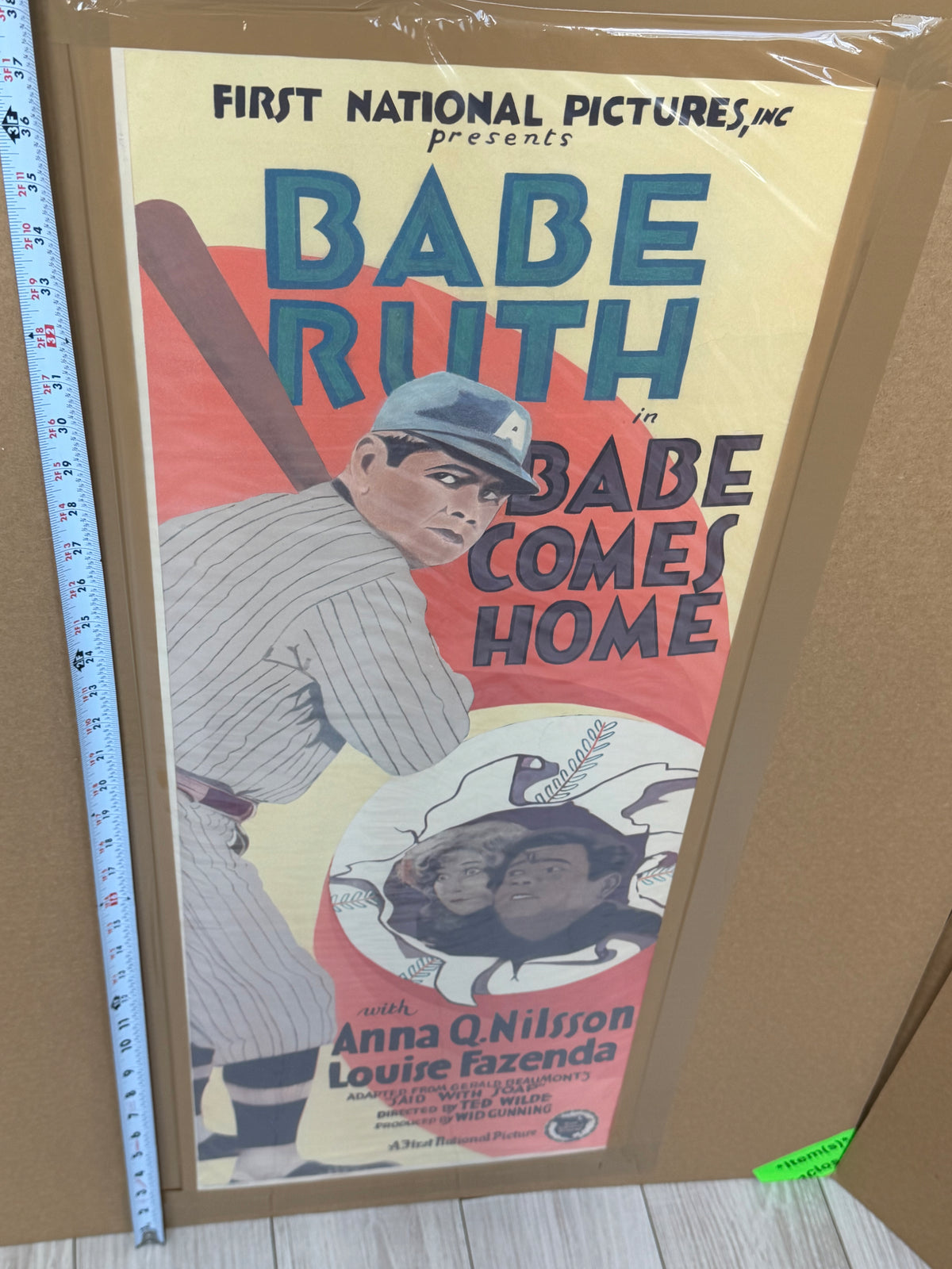 1927 BABE RUTH Vintage RESTORED Movie Poster Insert - "Babe Comes Home" RARE!