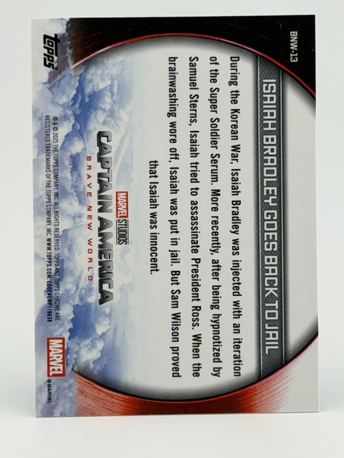 2025 Topps Chrome Marvel #BNW-13 Captain America - Isaiah Bradley Goes to Jail