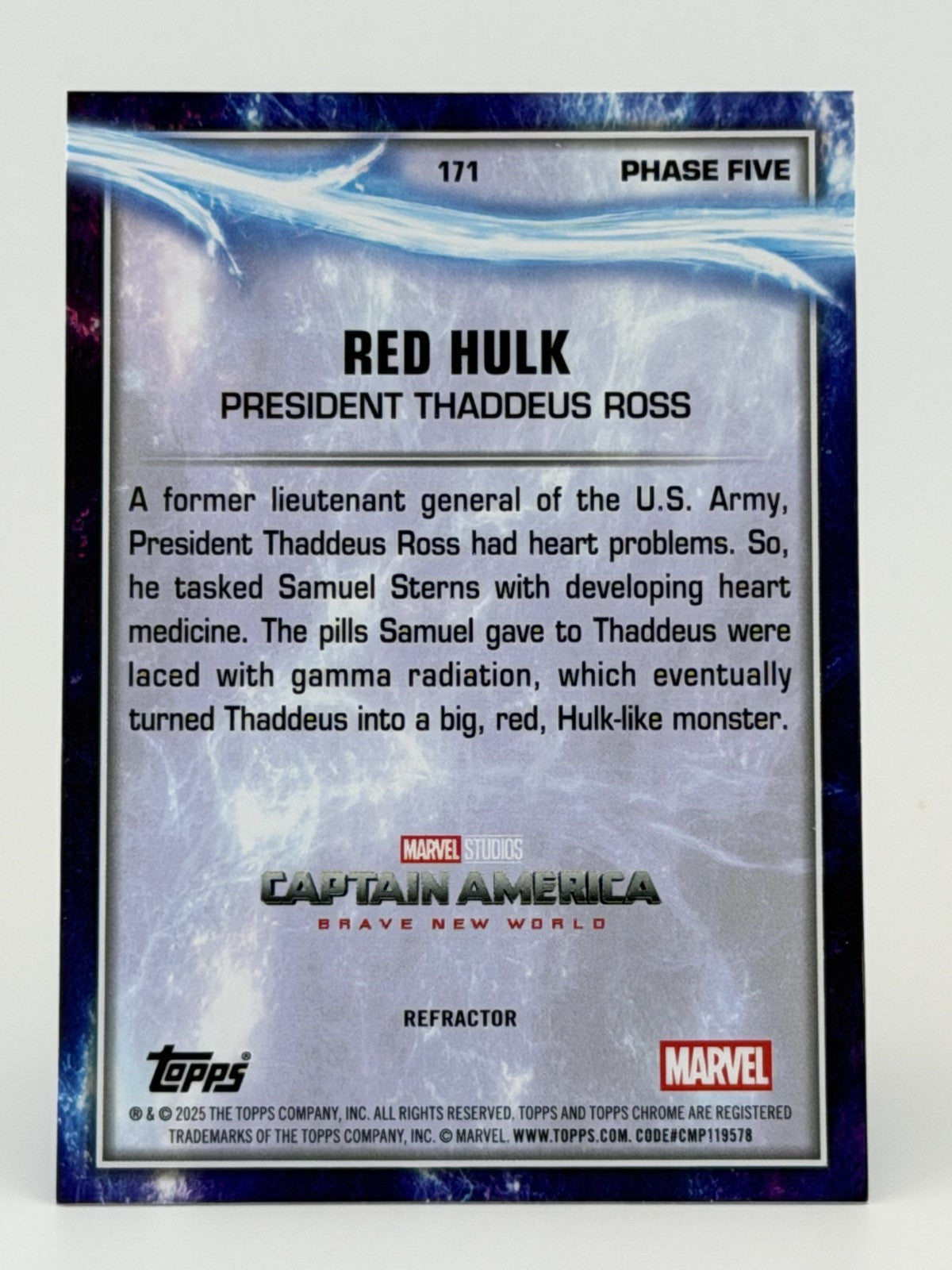 2025 Topps Chrome Marvel #171 President Thaddeus Ross - Red Hulk Debut REFRACTOR