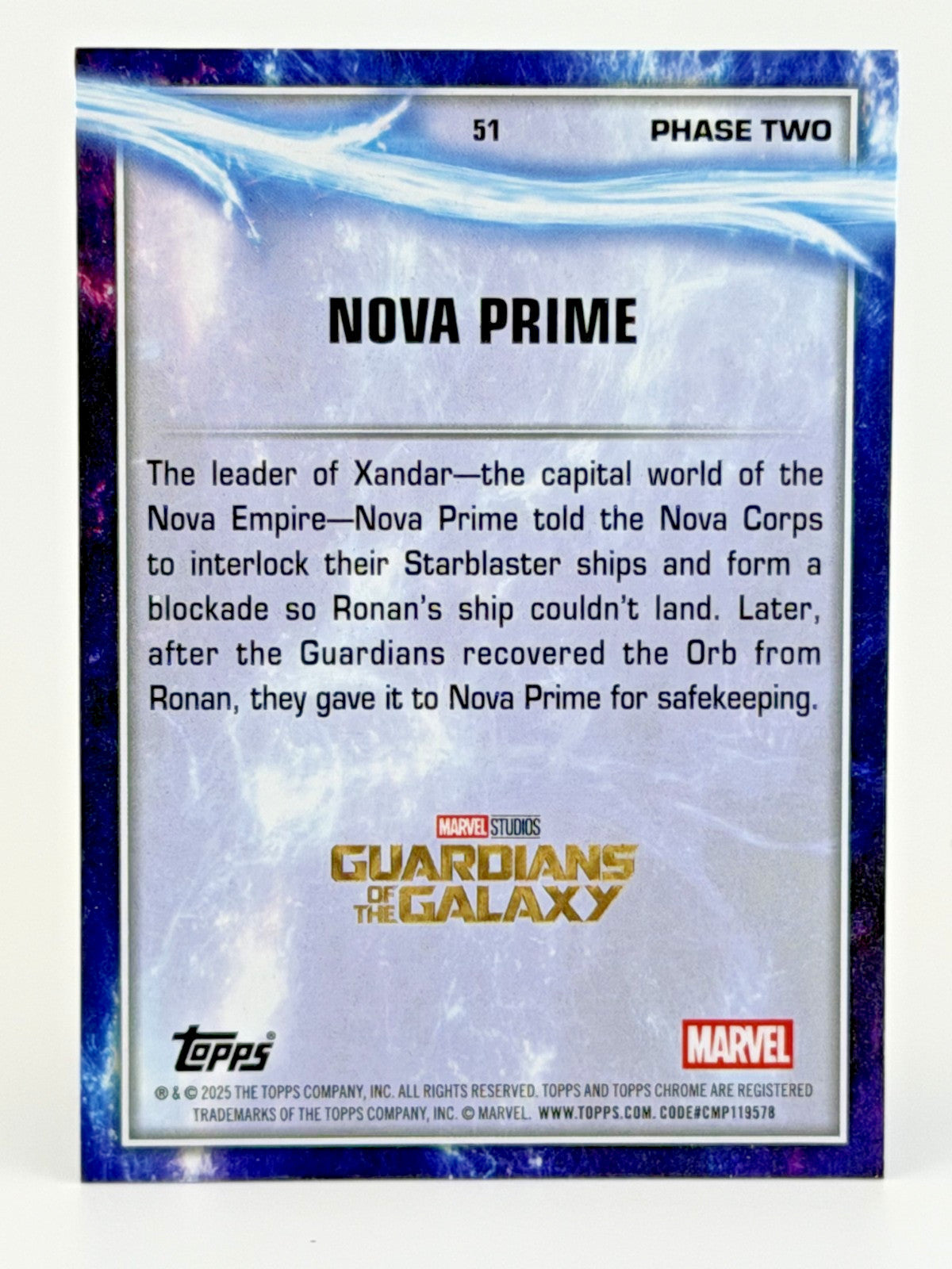 2025 Topps Chrome Marvel #51 Nova Prime - Glenn Close - Refractor
