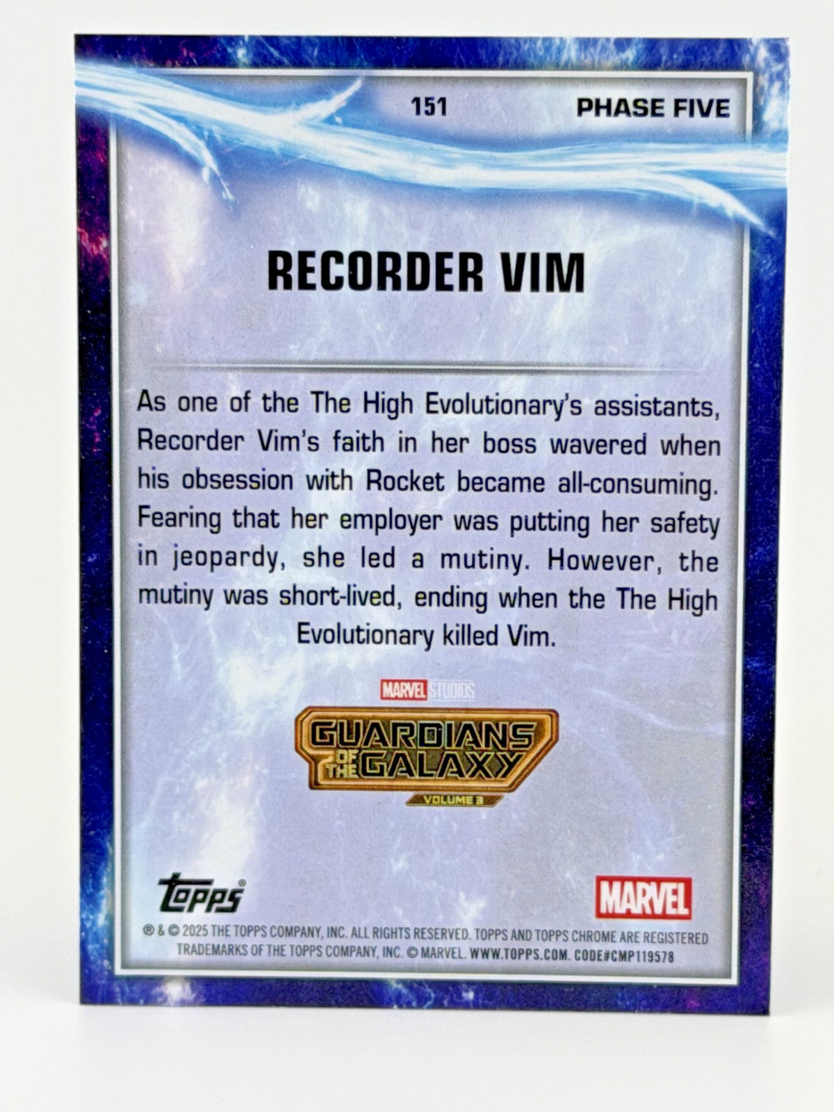 Recorder Vim 2025 Topps Chrome Marvel Guardians of the Galaxy #151 Refractor