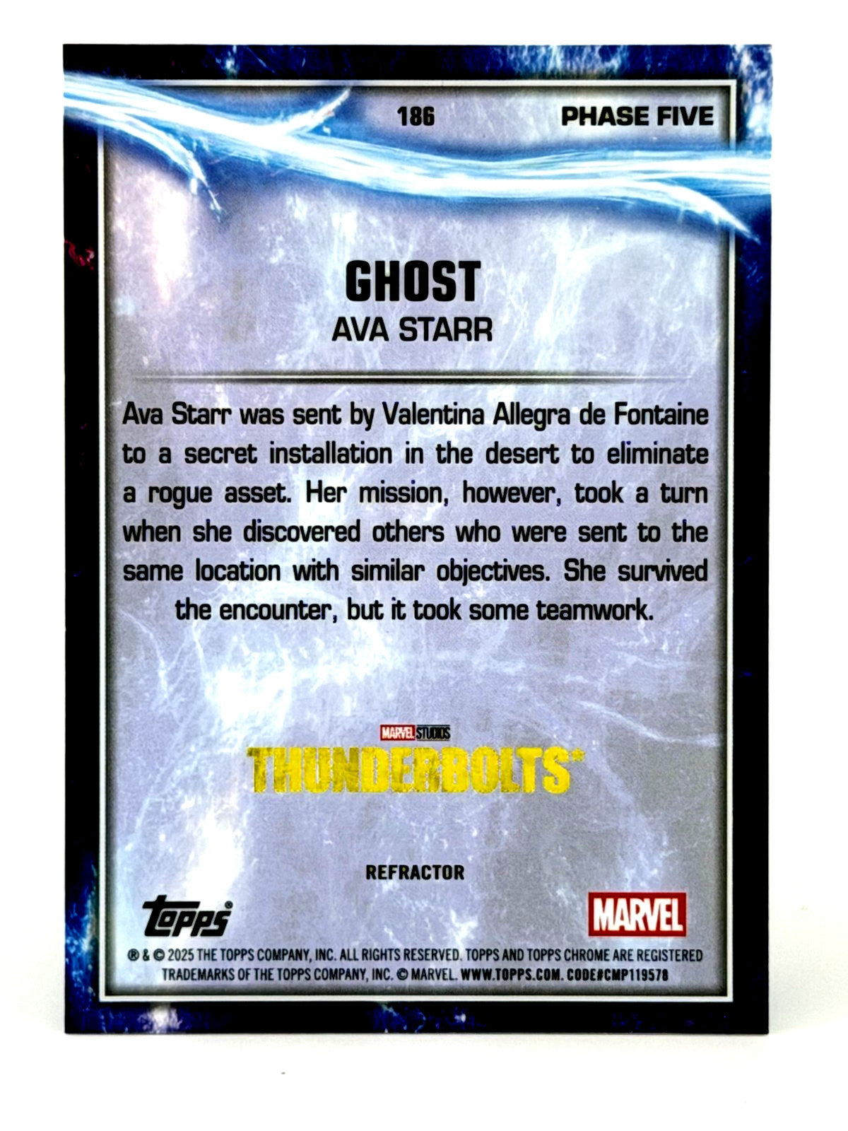 2025 Topps Chrome Marvel Studios GHOST Ava Starr #186 REFRACTOR Phase Five