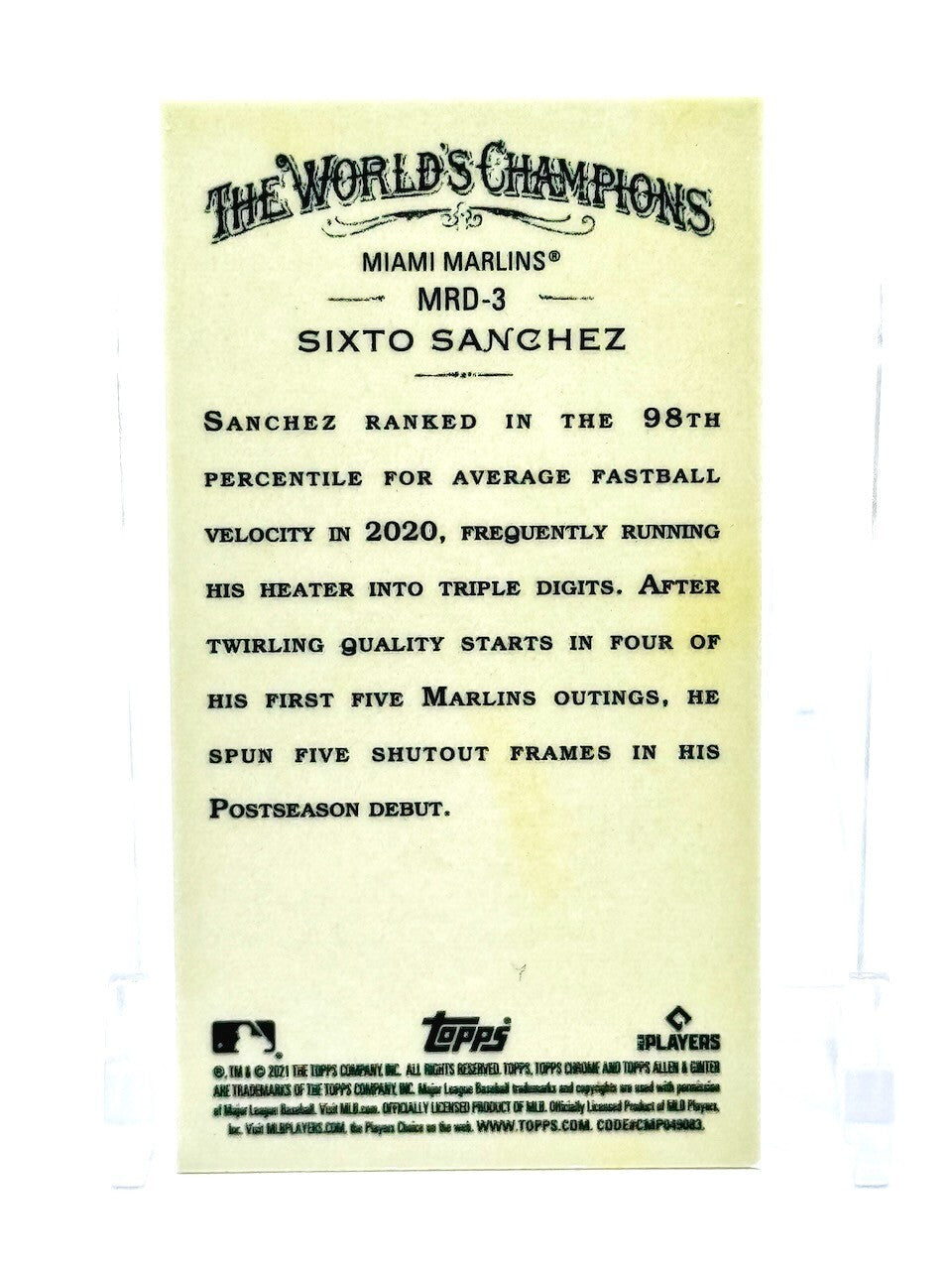 2021 Topps Allen & Ginter's - Mini Rookie Variations #MRD-3 Sixto Sanchez (RC)