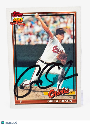 1991 Topps - **AUTOGRAPHED CARD - HARD SIGNED ** #10 Gregg Olson - Orioles