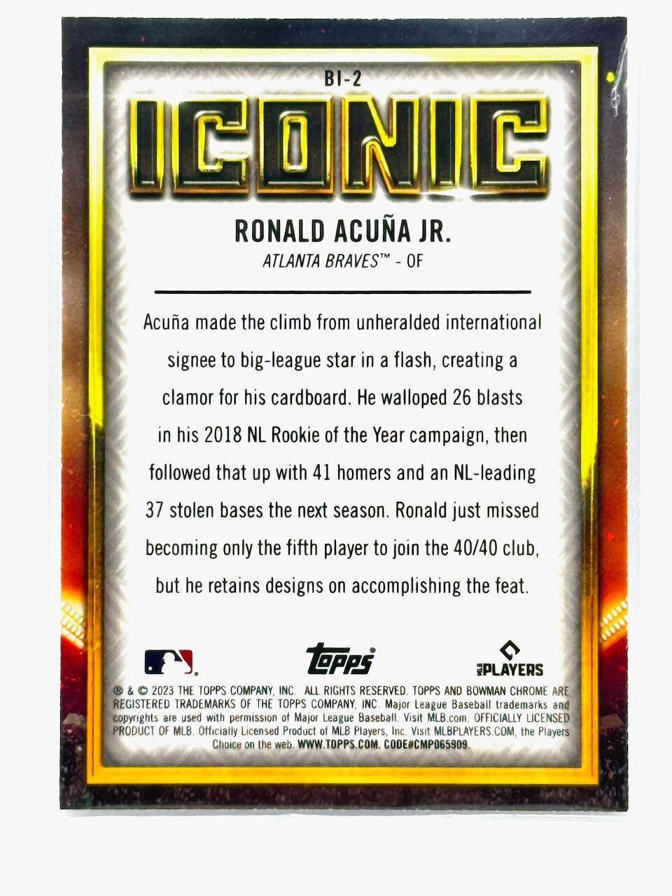 2023 BOWMAN CHROME - ICONIC - #BI-2 RONALD ACUÑA JR.