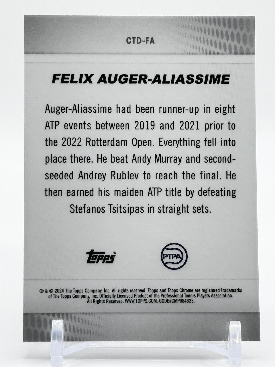 2024 Topps Chrome Tennis CAPTURED Refractor - Felix Auger-Aliassime #CTD-FA