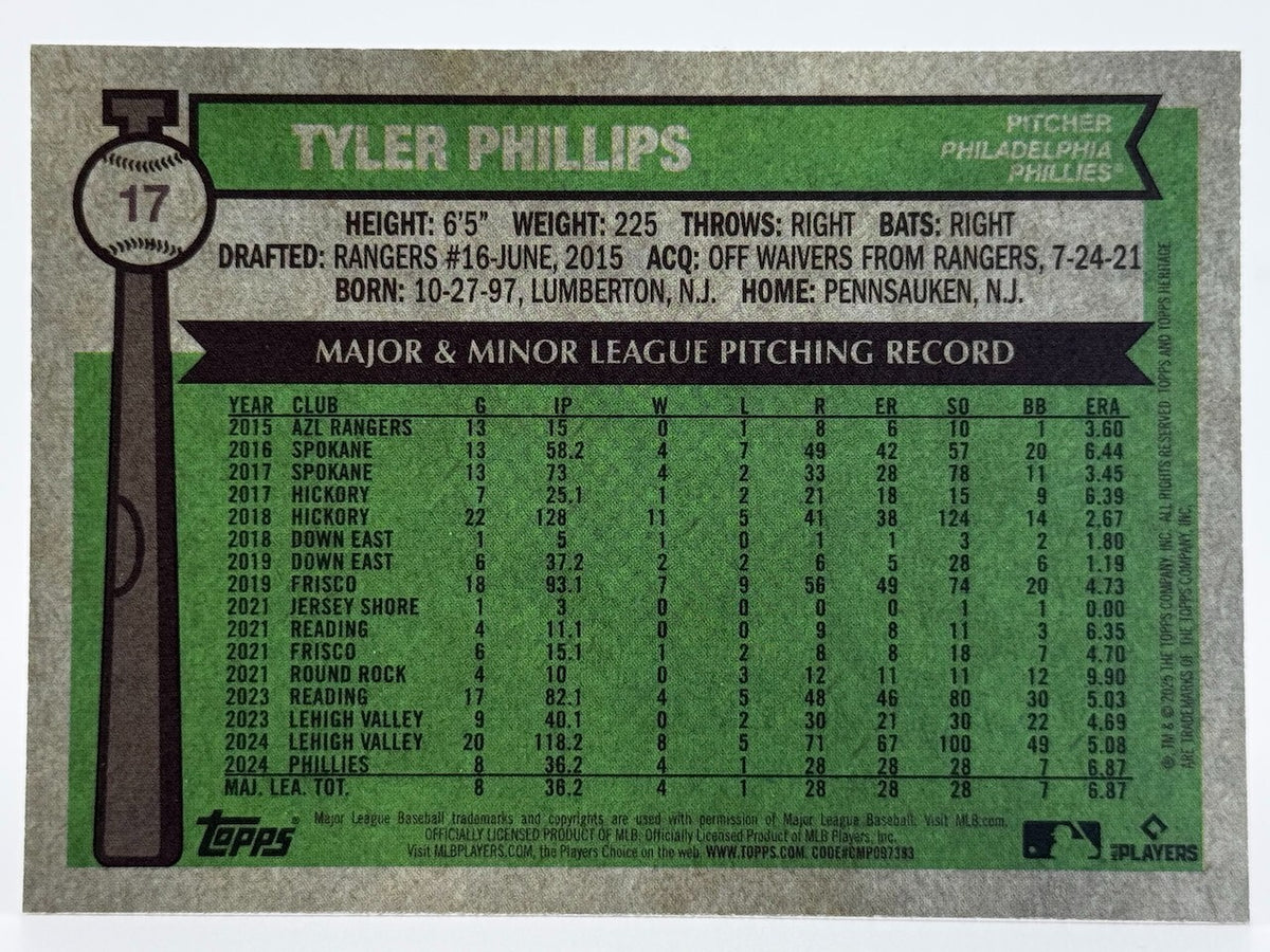 ⚾️ 2025 Topps Heritage #17 Chrome Variation - Tyler Phillips (RC)