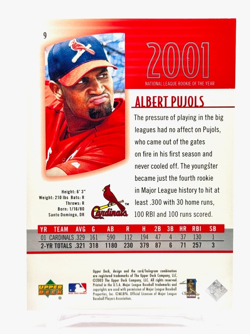 2003 UPPER DECK AUTHENTICS - #9 ALBERT PUJOLS - CARDINALS - FUTURE HOF