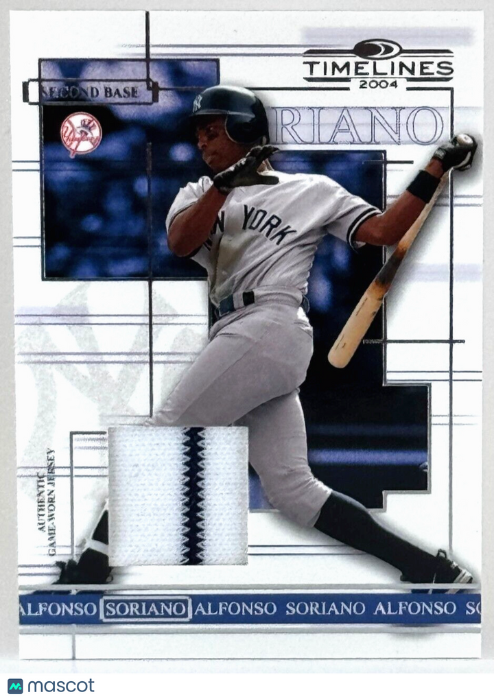 2004 Donruss Timelines #4 Game-Worn Stripe Jersey Relic Alfonso Soriano Yankees