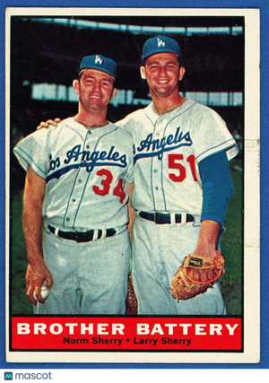1961 Topps - Brother Battery - Larry Sherry, Norm Sherry #521 - EX