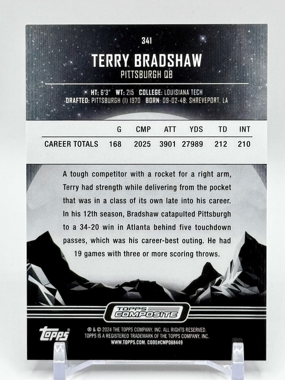 2023 Topps Composite Midnight - TERRY BRADSHAW - Steelers - #341 - Thick Card!