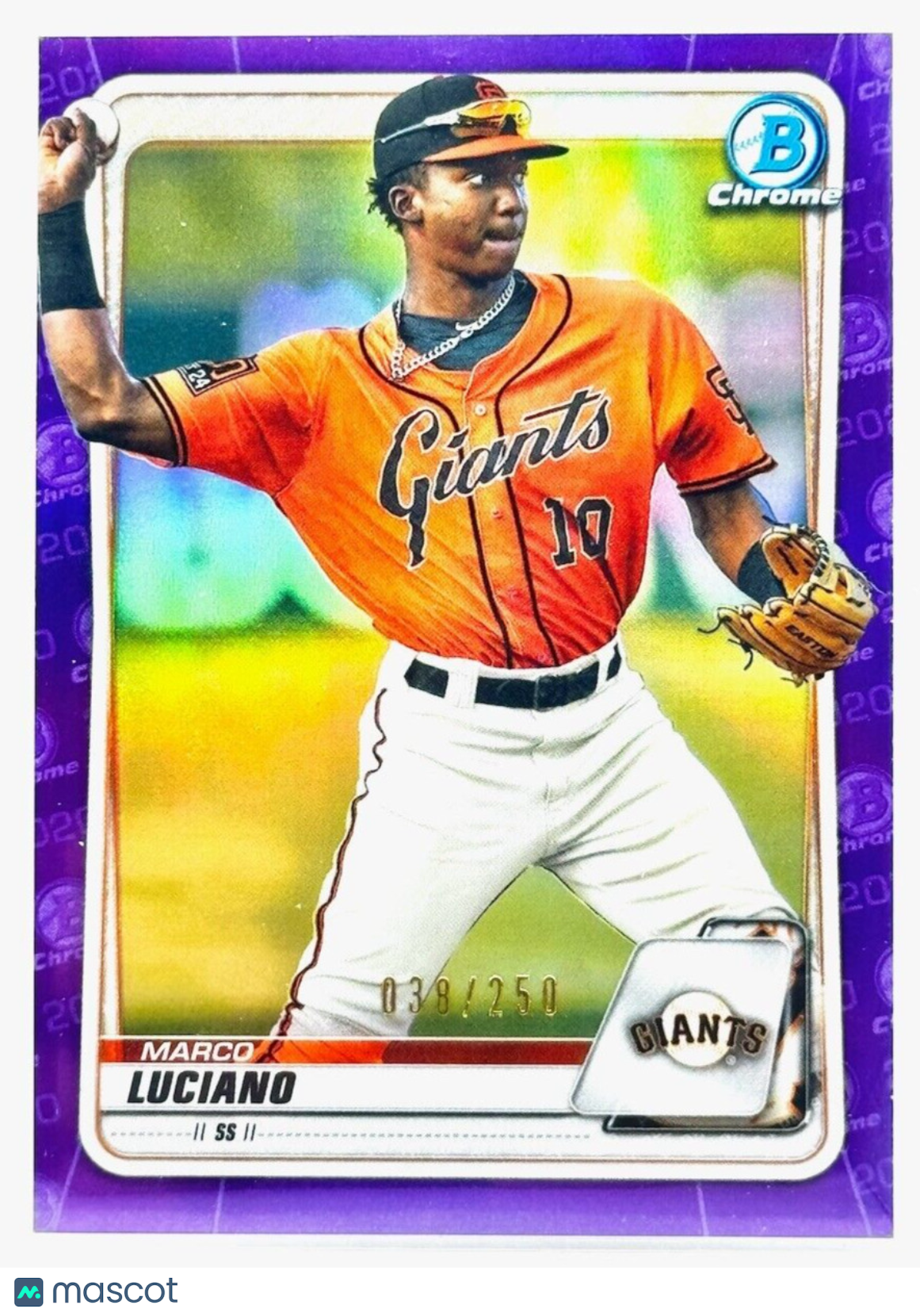 2020 Bowman Chrome Prospects /250 Purple #BCP-103 Marco Luciano (RC) Rookie