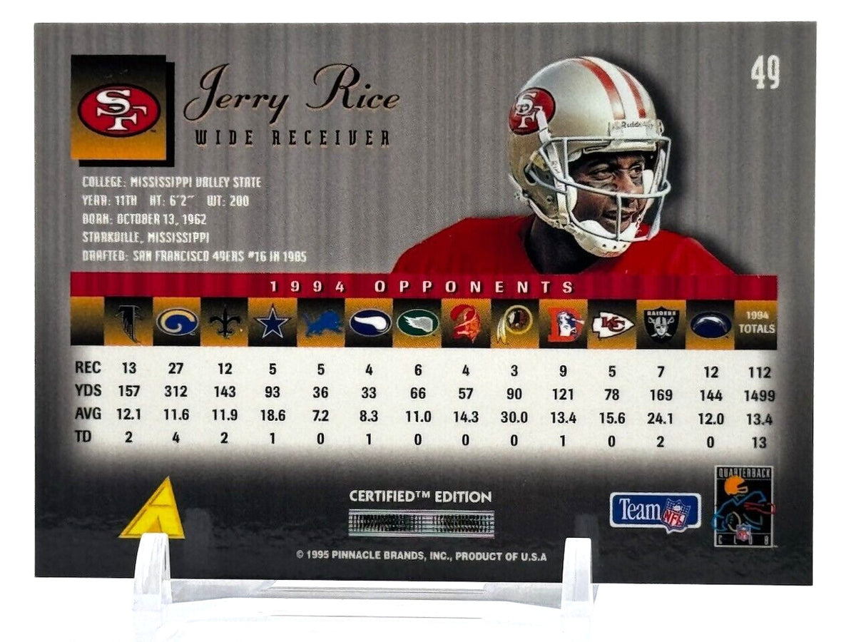1995 Pinnacle Select 95 CERTIFIED EDITION - HOLO FOIL - Jerry Rice #49 - 49ers