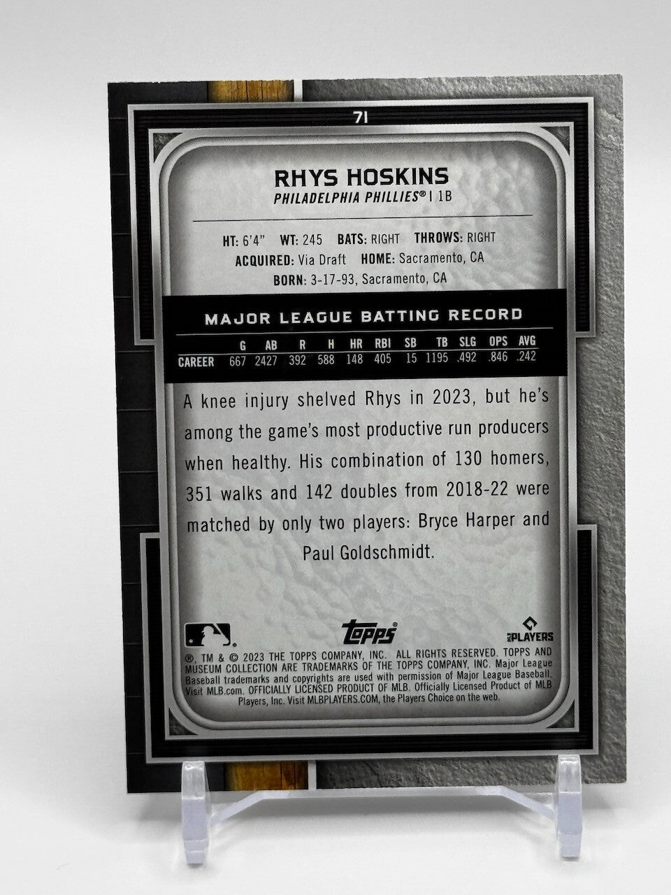 2023 Topps Museum Collection - #71 Rhys Hoskins