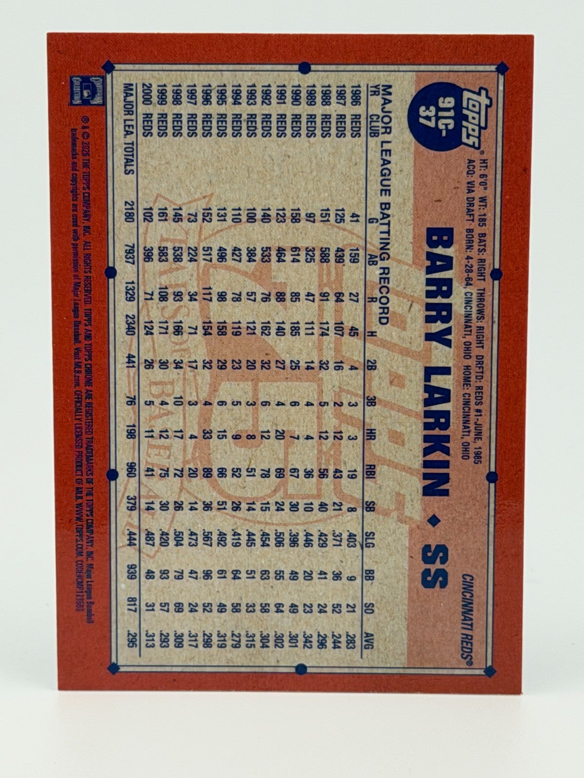 2026 Topps #91C-37 1991 Topps Silver Pack Mojo - Barry Larkin HOF