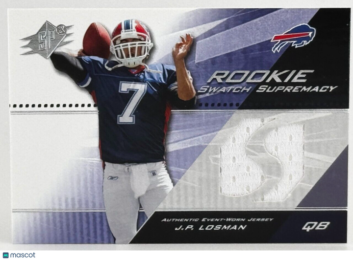 2004 SPx #SWR-JP Rookie Swatch Supremacy - J.P. Losman (RC) Bills