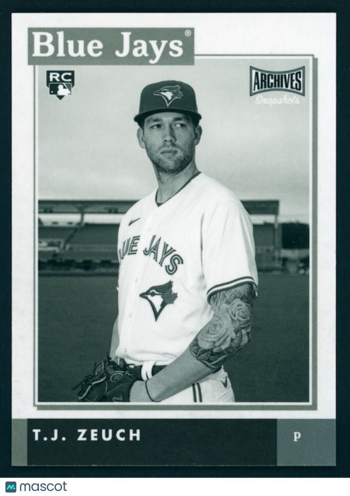 ⚾️ 2020 Topps Archives Snapshots - Black & White - T.J. Zeuch #AS-TZ (RC) Rookie