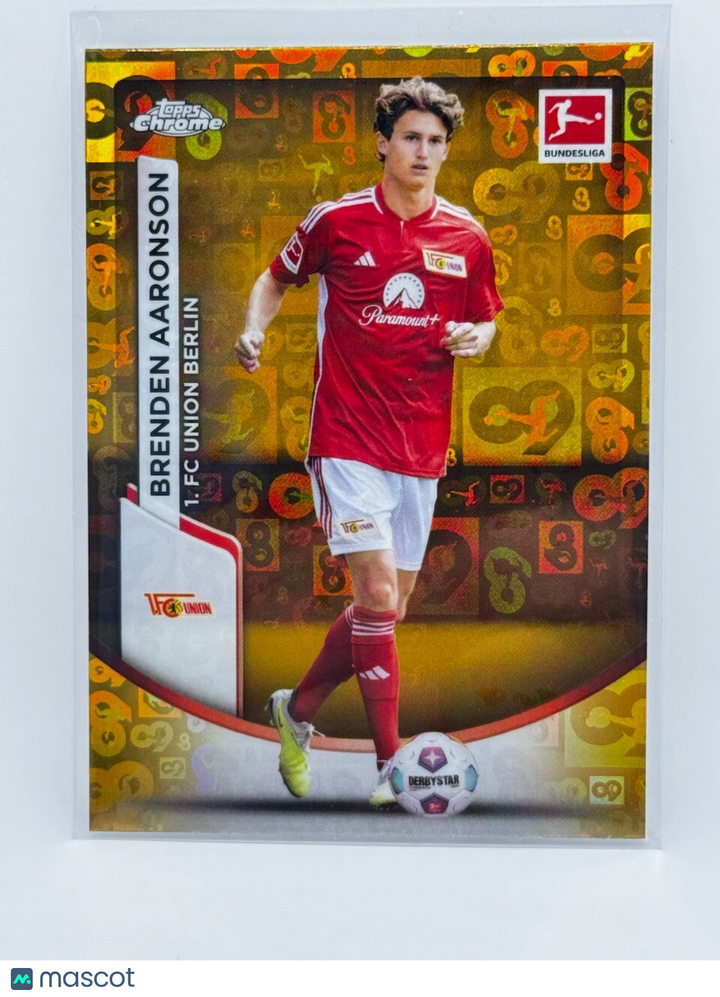 2023-24 Topps Chrome Bundesliga - #8 Brenden Aaronson - Gold 60 Year Refractor