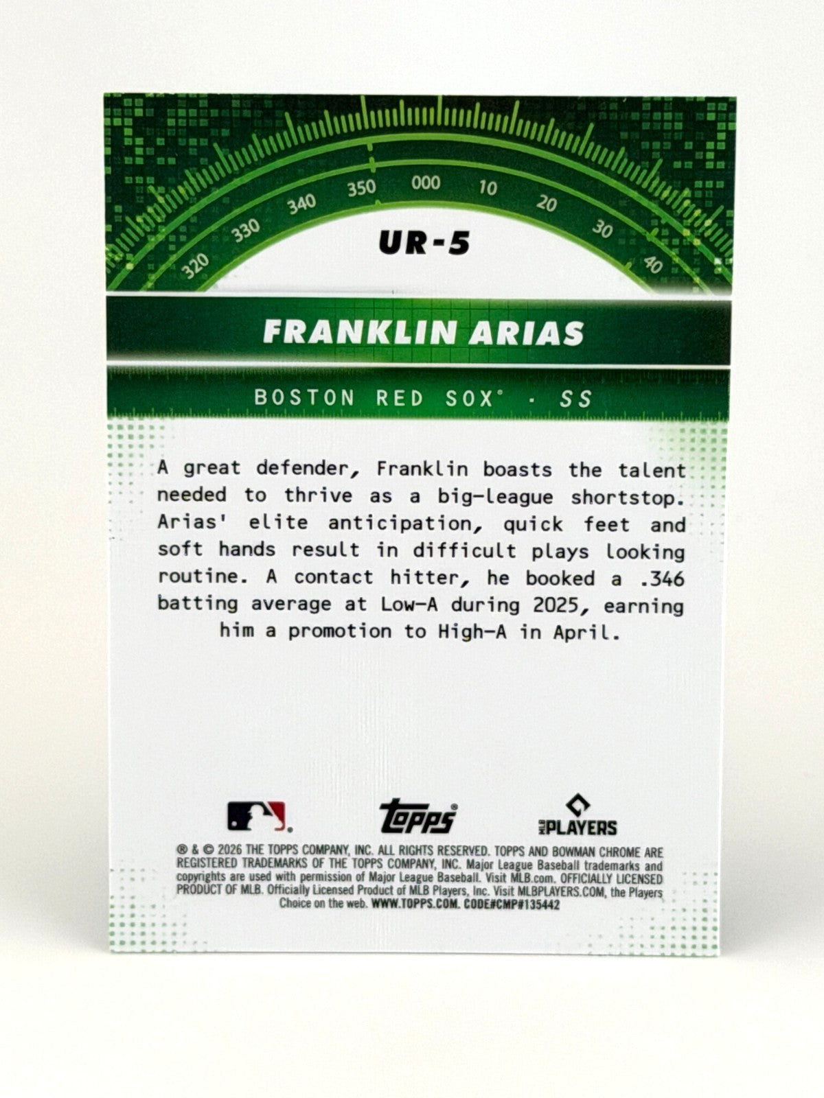 2026 Bowman Franklin Arias Chrome #UR-5 Under the Radar Refractor