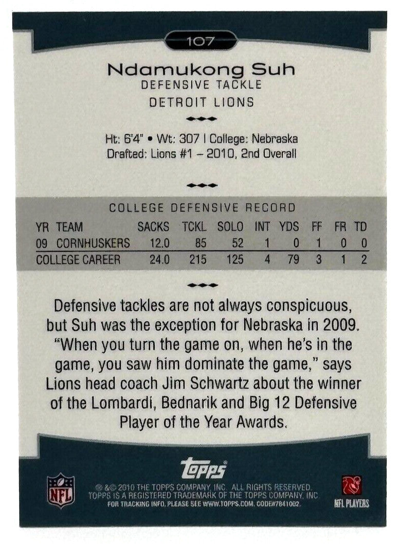 2010 Topps Platinum - #107 Ndamukong Suh (RC) Rookie
