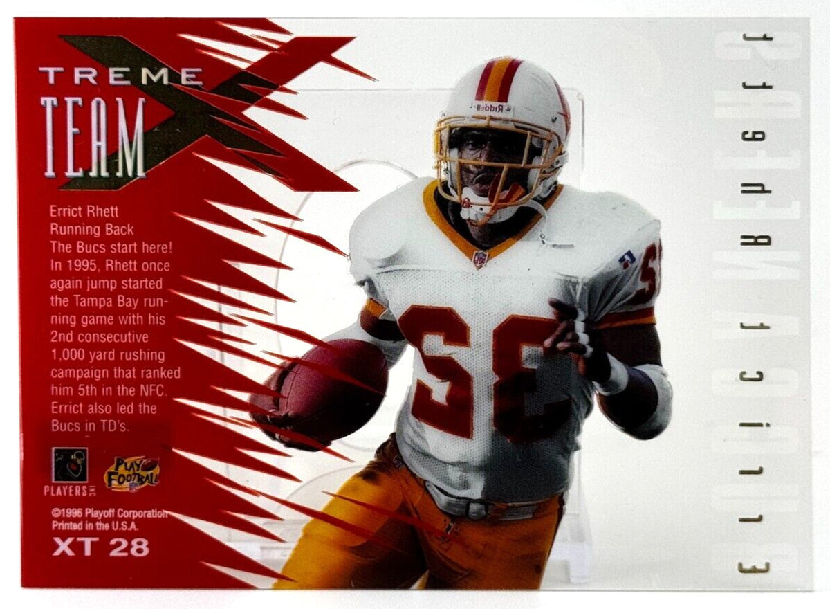 1996 Playoff Absolute - Treme Team #XT28 Errict Rhett - Buccaneers - Clear Card