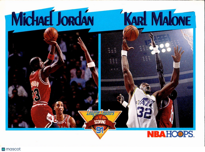🏀 1991-92 NBA Hoops #306 League Leaders Michael Jordan, Karl Malone