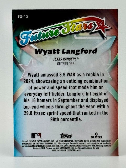 ⚾️ 2025 Topps Chrome #FS-13 Future Stars - Wyatt Langford