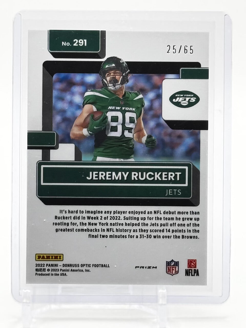 2022 Panini Donruss Optic Rated Rookie Prizm Electricity Jeremy Ruckert #291 /65