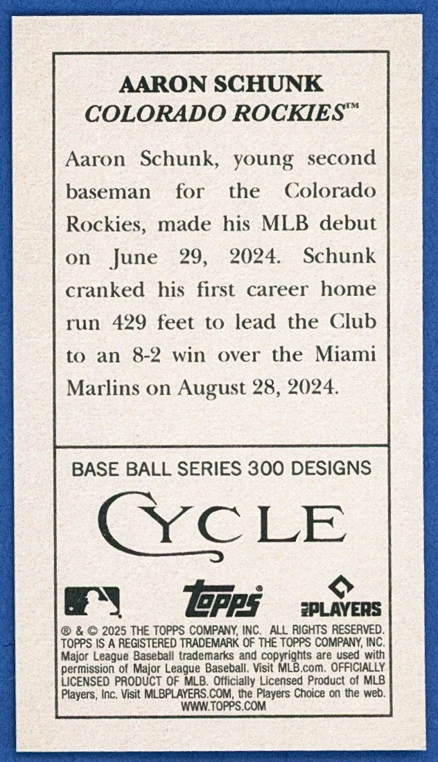 2025 Topps 205 T205 Cycle Back 1:10 Packs SP - Aaron Schunk #90 (RC) Rookie