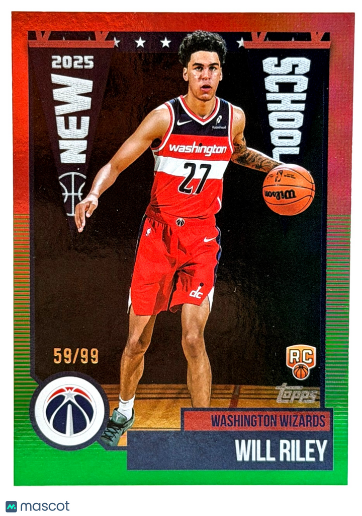 2025-26 Topps #NS-21 0 2025 NEW SCHOOL GREEN RAINBOW (59/99) Will Riley (RC)