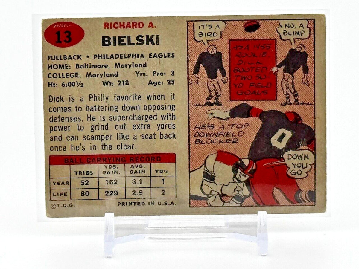 1957 Topps - #13 Dick Bielski - Eagles, Colts, Redskins - PRO BOWLER - FR/GD