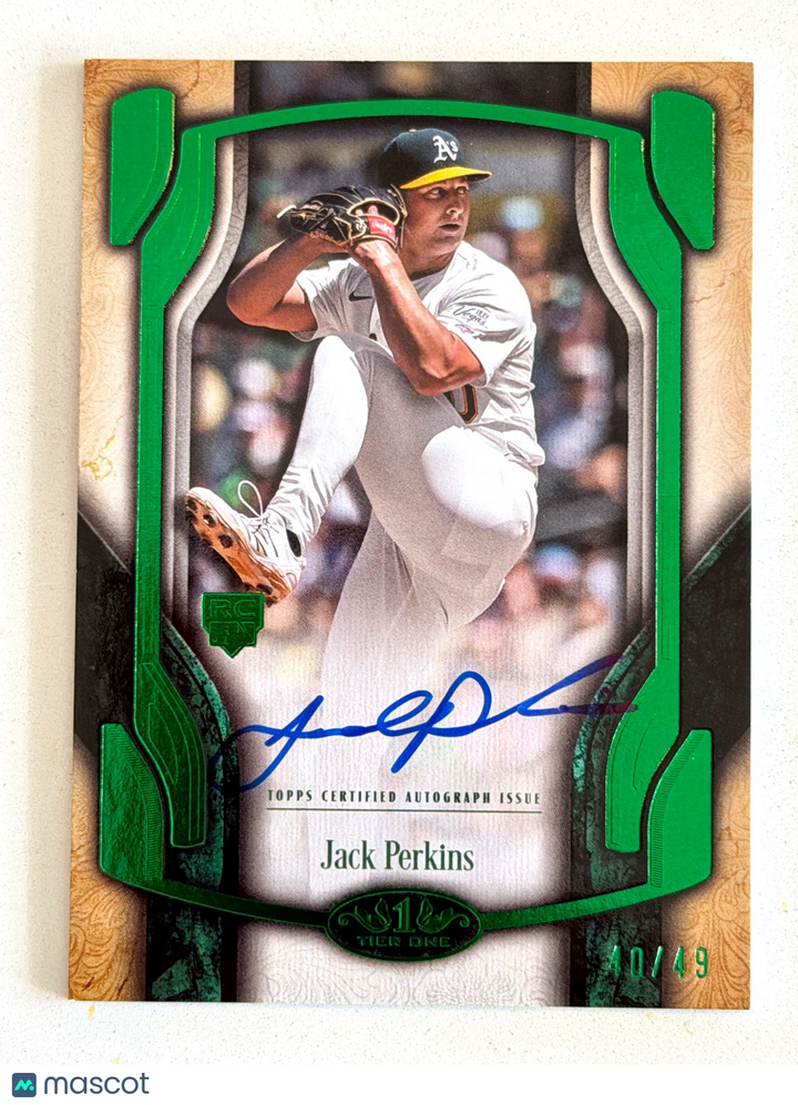 2026 Topps Tier One Jack Perkins RC (40/49) Green Breakout On-Card AUTO #BOA-JP