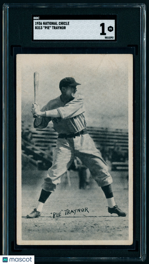 1936 R313 National Chicle - Pie Traynor HOF - SGC - Stamped, Centered