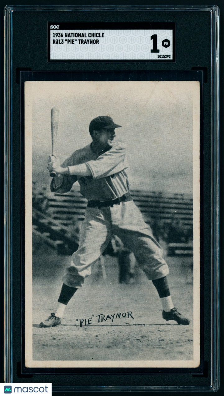 1936 R313 National Chicle - Pie Traynor HOF - SGC - Stamped, Centered