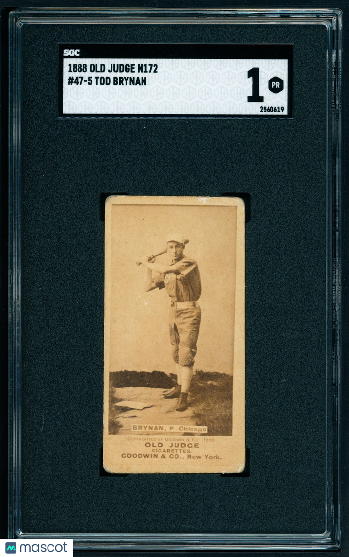 1888 N172 Old Judge #47-5 "Tod" Charles Brynan, Bat at Ready - Chicago - SGC 1++