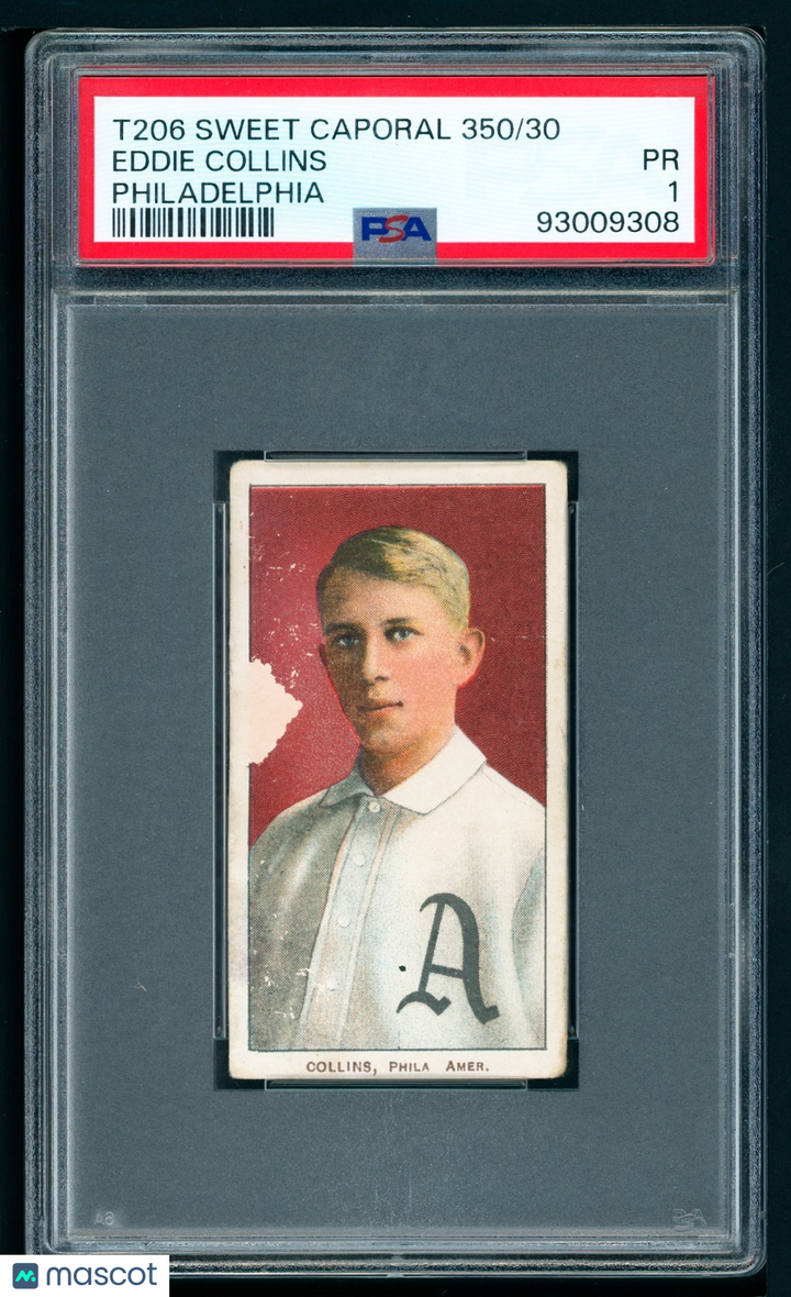 1909-11 T206 Sweet Cap Portrait - Eddie Collins HOF PSA 1 CREASE-FREE Eye Appeal