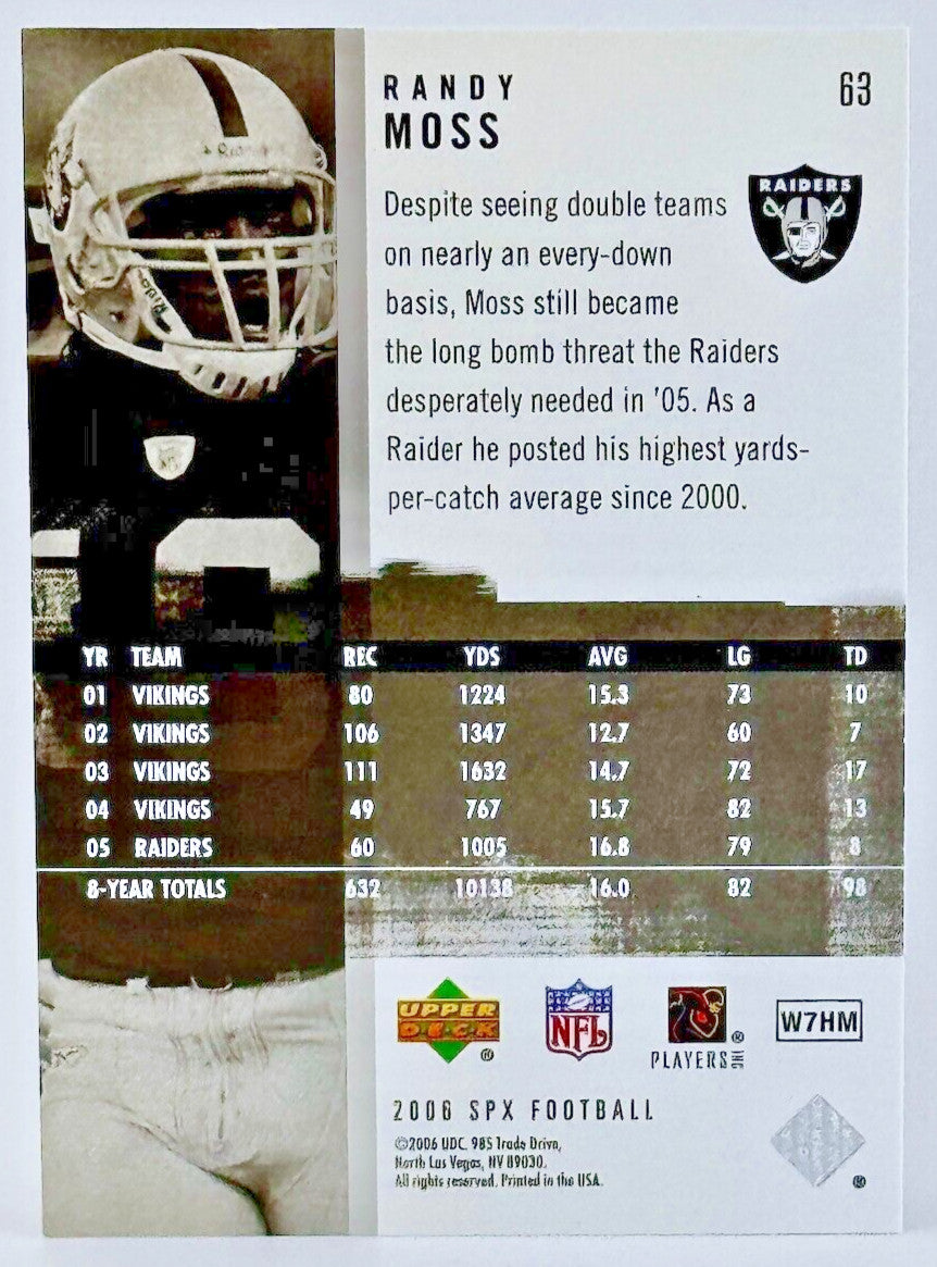 2006 SPx - #63 Randy Moss (HOF)