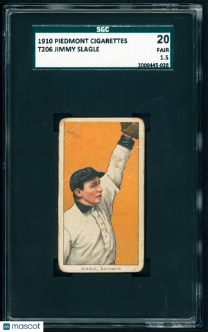 1909-11 T206 Piedmont - Jimmy Slagle - Baltimore - SGC 1.5 Centered