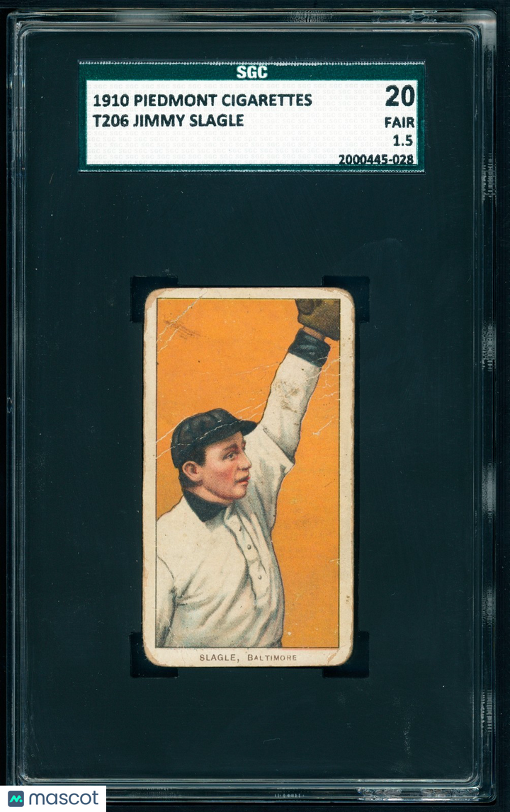 1909-11 T206 Piedmont - Jimmy Slagle - Baltimore - SGC 1.5 Centered