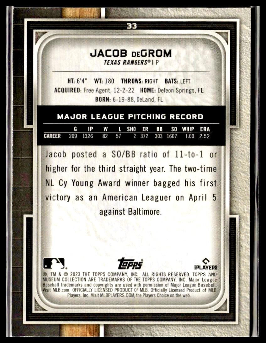 2023 Topps Museum Collection #33 Jacob deGrom