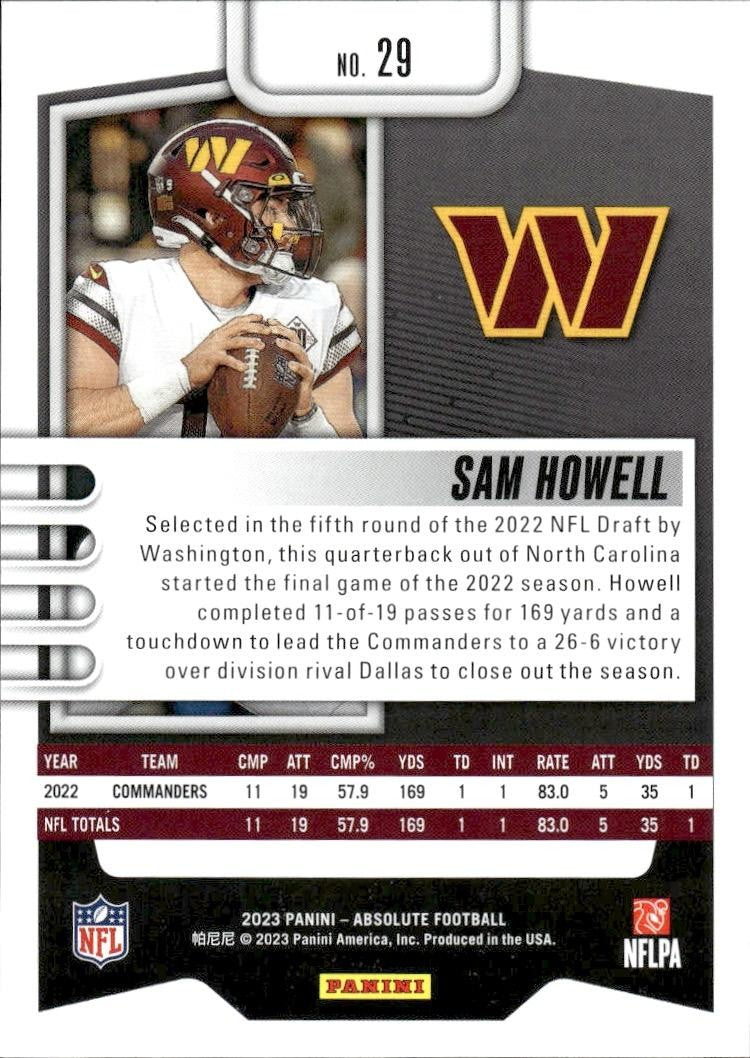 2023 Panini Absolute #29 Sam Howell