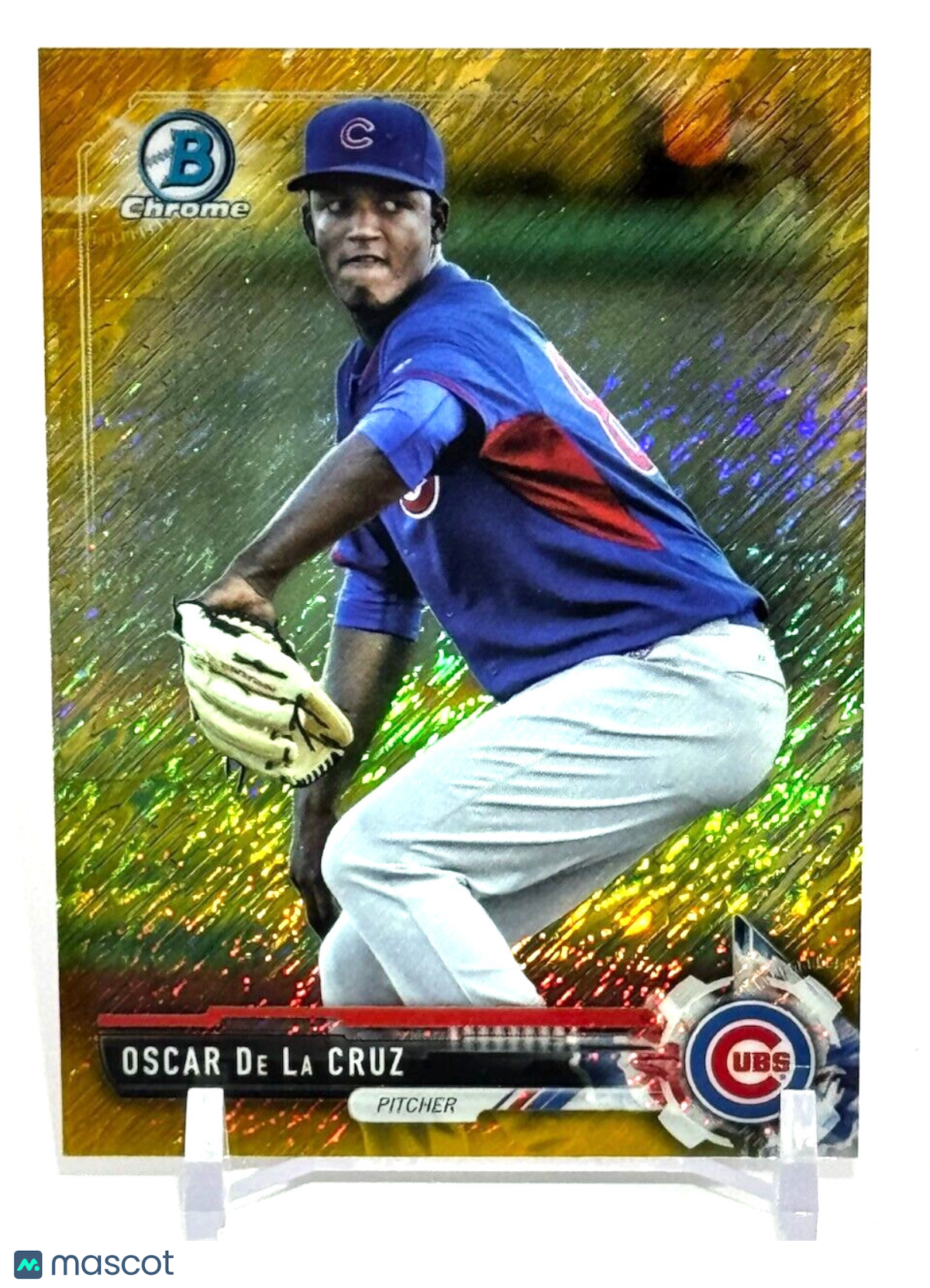 2017 Bowman Chrome GOLD SHIMMER REFRACTOR /50 Oscar De La Cruz #BCP72