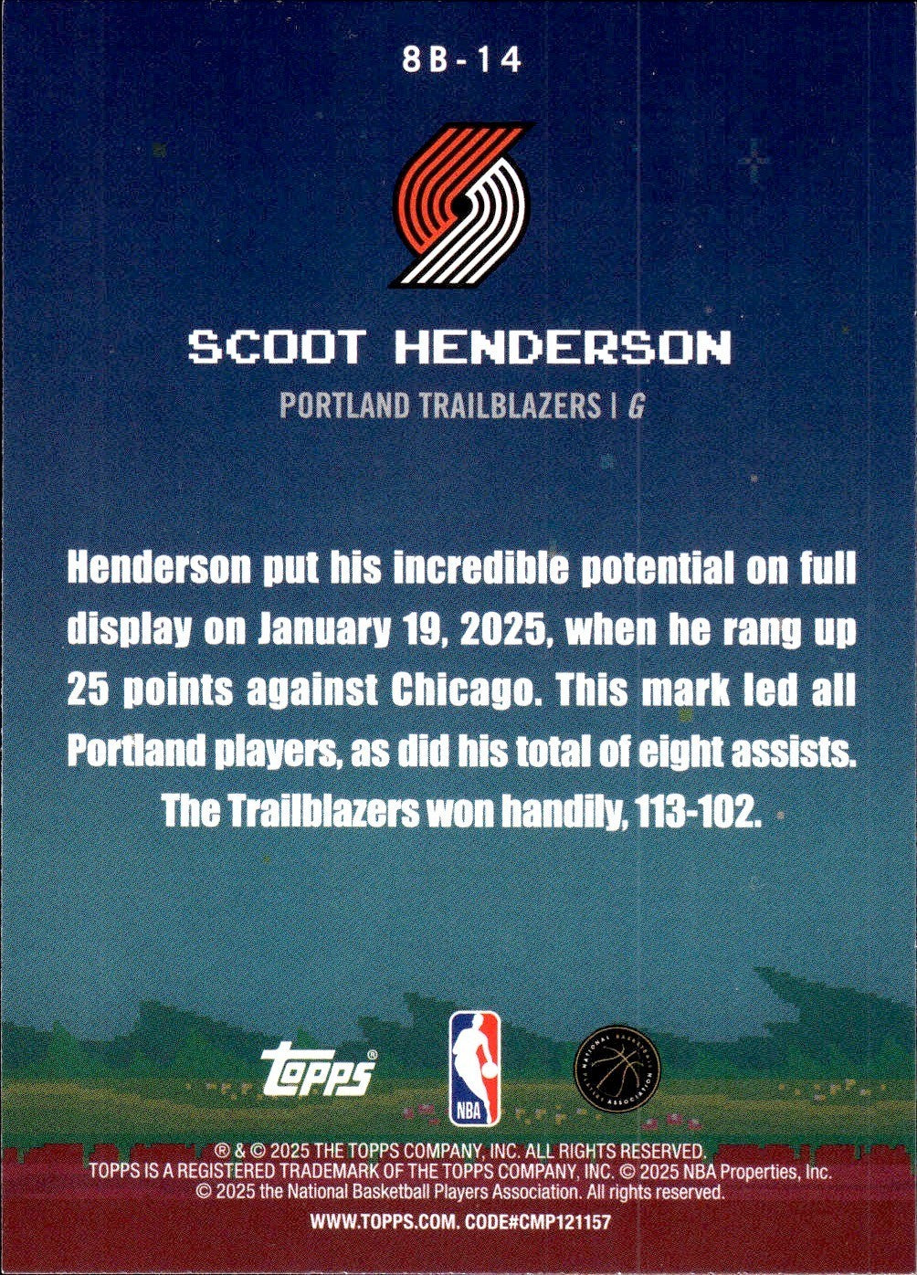 2025-26 Topps Basketball #8B-14 8-Bit Ballers Insert - Scoot Henderson - Blazers